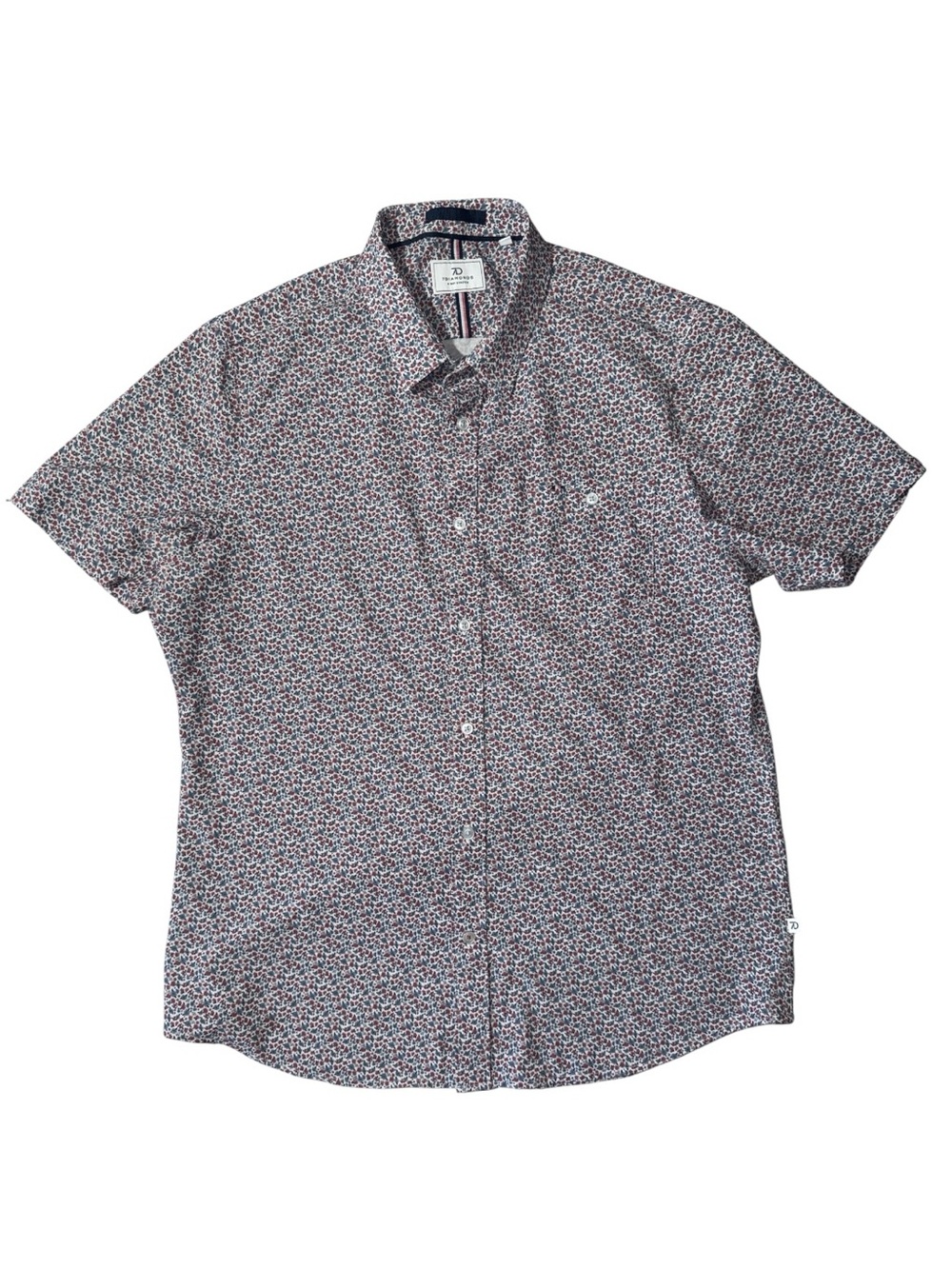 7 Diamonds L Large blue pink floral 4 way stretch performance button up shirt